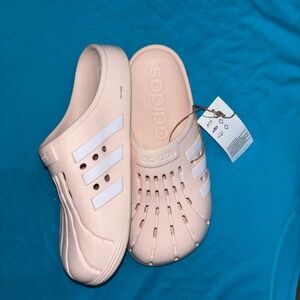 Adidas Light Pink Clogs with White Accents